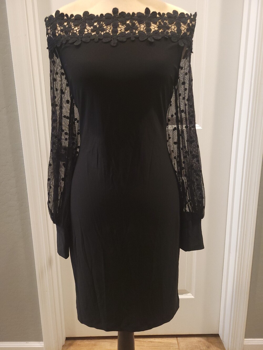 NWT Venus Elegant Black Off-Shoulder Dress